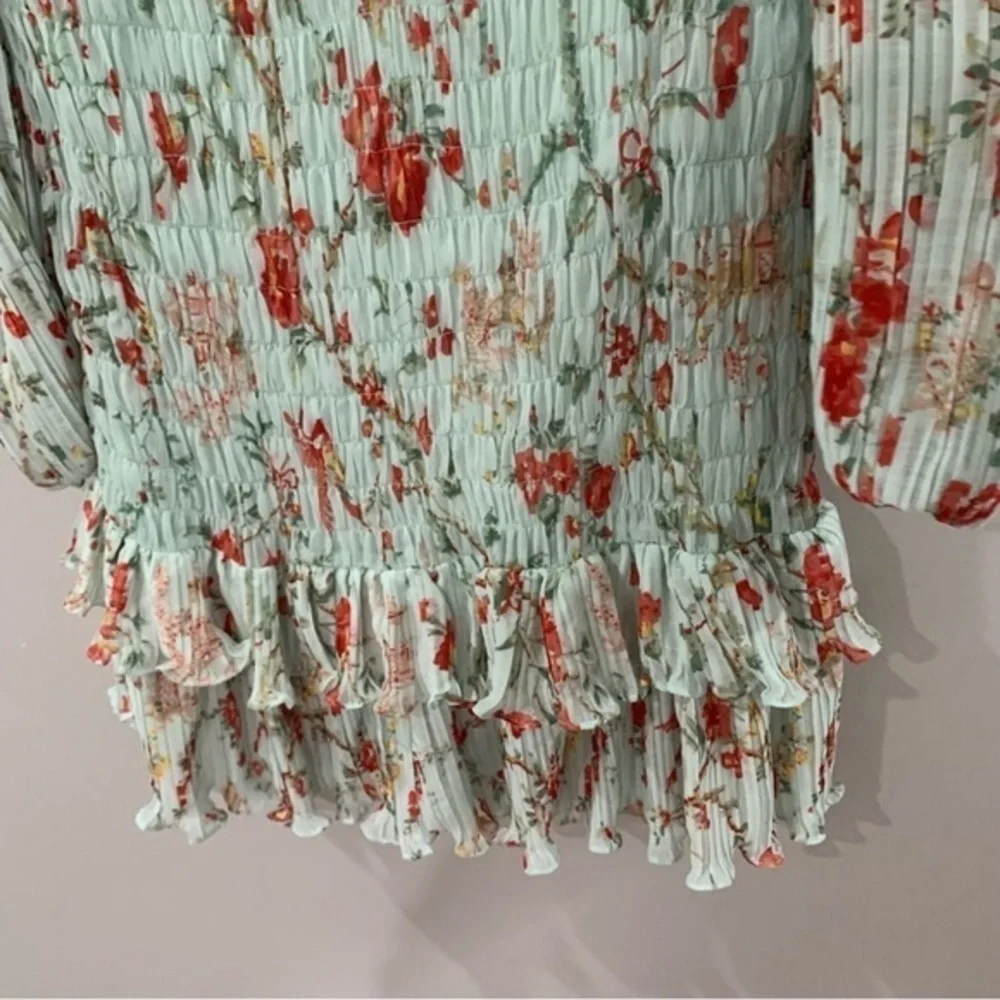 ✅ NWT By Timo Dress Plisse Mini Smocked Long Sleeve in Rose Garden Floral
